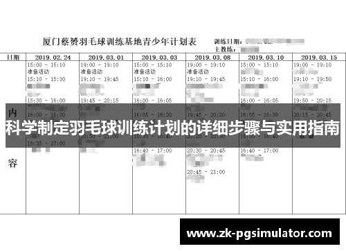 科学制定羽毛球训练计划的详细步骤与实用指南