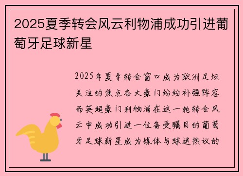 2025夏季转会风云利物浦成功引进葡萄牙足球新星 2025夏季转会风云利物浦成功引进葡萄牙足球新星