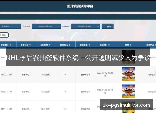 NHL季后赛抽签软件系统,公开透明减少人为争议 NHL季后赛抽签软件系统,公开透明减少人为争议